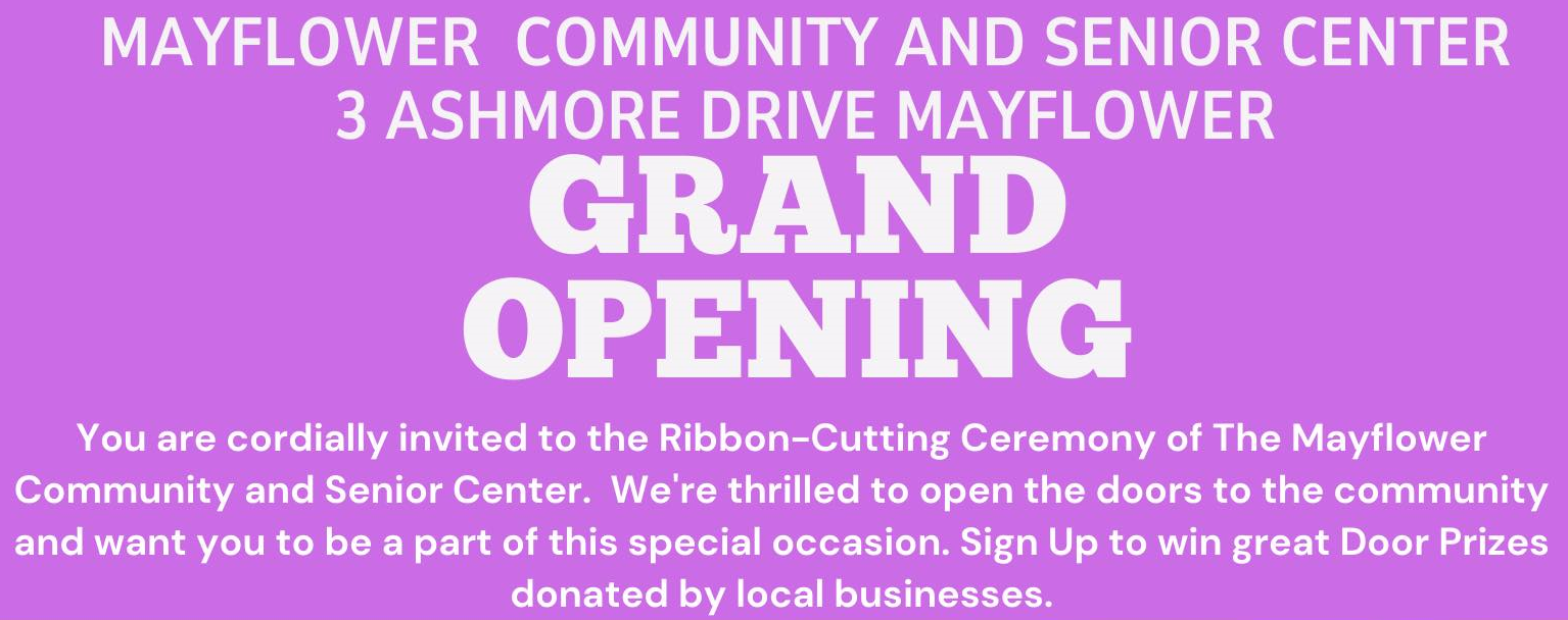 Image of Community and Senior Center Grand Opening event flyer.